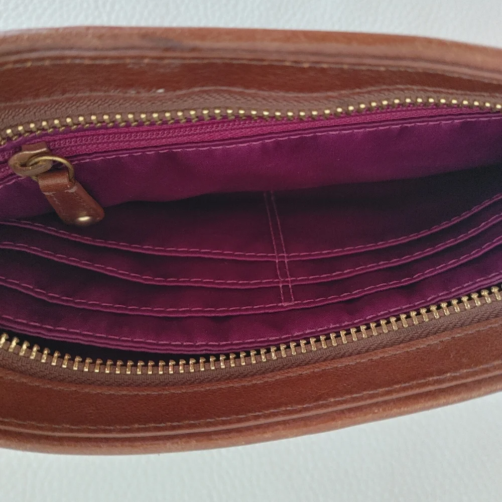 Coach Leather Wristlet with Laser Cut Detail - Rich Brown - OS - Picture 2 of 8